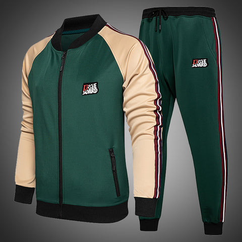 Men's 2022 Tracksuit Set Two Piece  Sports Wear Fashion Colorblock Jogging Suit Autumn Winter Gym Outfit