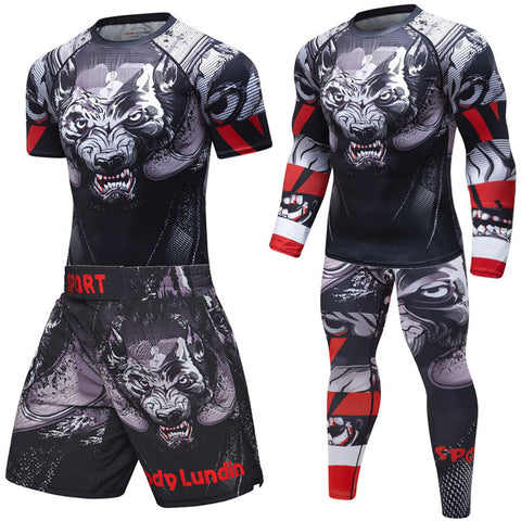 Men's Sport Rashguard Jiu Jitsu Jerseys+Pants Fightwear  Sportsuit